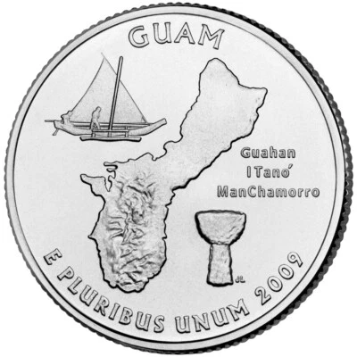 2009 - D Uncirculated Guam Quarter FAST SHIPPING from a US Mint Bag - Image 1 of 2