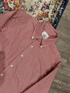 Brooks Brothers Black Fleece Red Gingham Check Oxford Button Down Shirt BB1 USA - Picture 1 of 5