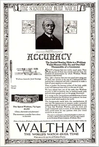 IMPRESIÓN ANUNCIO 1921 Reloj Waltham Científico Joyas Rodamientos E A Marsh Inventor 6 x 9 - Imagen 1 de 3