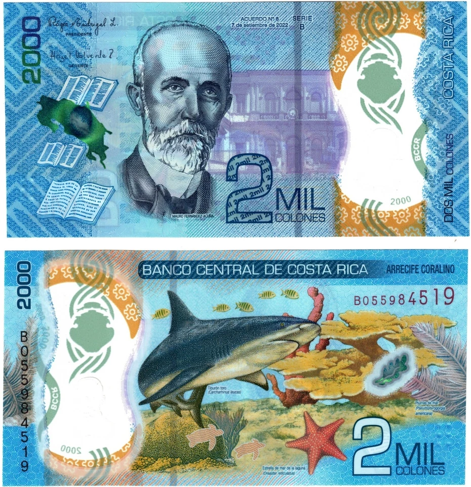 2025 (2022) Billete Costa Rica 2000 Colones UNC P281b Polímero Nueva Fecha/Signo Foto 1 de 1