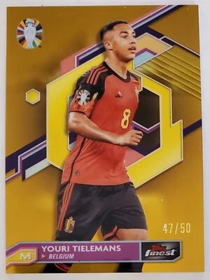 2023 Topps Finest UEFA EURO 2024 Youri Tielemans #9 Gold Refractor #'d /50 - Image 1 of 2