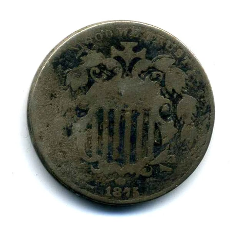 1875 SHIELD NICKEL RARE COPPER CIRCULATED 5 Cent U.S AMERICAN Nice Coin #8378 Cover