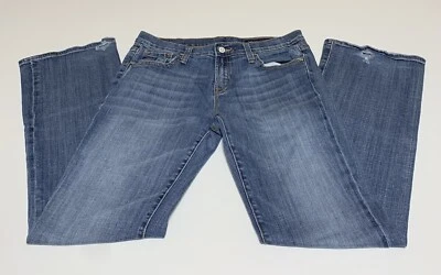 Vigoss Boot Cut Blue Jeans Women size 11 32x32 back flap pocket Denim Distressed - Image 1 of 4