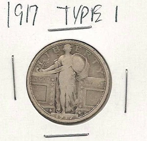 1917 Type 1 Standing Liberty Quarter : Very Fine - Picture 1 of 2