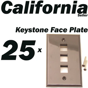 25 Faceplate 3 Port Keystone Jack RJ45 CAT5 CAT5e CAT6 Netzwerk Wandplatte schwarz - Bild 1 von 5
