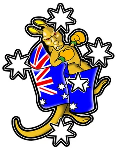 SOUTHERN CROSS WITH BOXING KANGAROO VINYL DECAL 100MM BY 78MM GLOSS LAMINATED - Bild 1 von 3