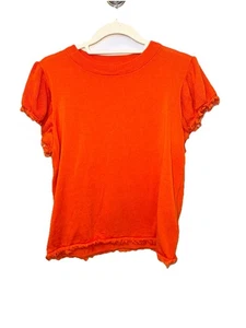 THML Anthropologie Womens LARGE Knit Top Orange Sweater Casual Preppy Raw Hem - Picture 1 of 11