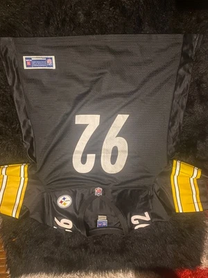 Camiseta deportiva grande juvenil de los Pittsburgh Steelers James Harrison #92 línea profesional NFL en el campo Foto 1 de 4