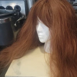 Auburn Wig with Bangs 22" One Length Wavy Wig Reddish Brown - Picture 1 of 8