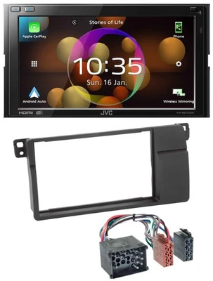 JVC DAB MP3 2DIN Bluetooth USB Autoradio für BMW 3er E46 Rundpin großem Navi - Bild 1 von 4