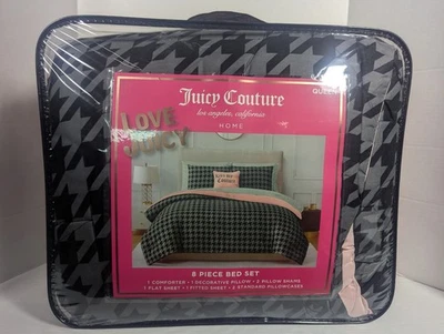 Juicy Couture королева размер черный, серый и розовый 8 предметов комплект кровати - Изображение 1 из 3