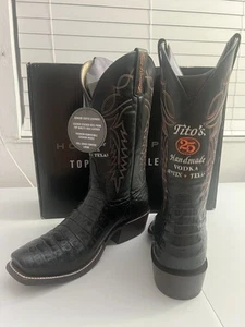 Horse Power Top Hand Collection Black Caiman Belly Men’s 11.5 Boots Titos Vodka - Picture 1 of 22
