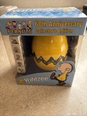 Peanuts 60th Anniversary Yahtzee Collectors Edition Hasbro New In Box - Image 1 of 4