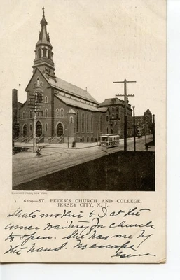 RPPC REAL PHOTO ST. PETER'S CHURCH & COLLEGE JERSEY CITY NEW JERSEY NJ POSTCARD - Image 1 of 2
