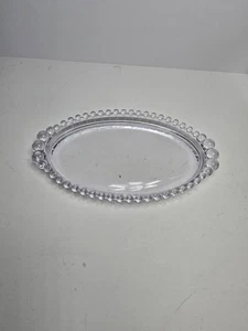 Vintage Imperial CANDLEWICK 9" x 5" Clear Glass Oval Serving Tray with Handles - Picture 1 of 6