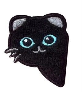 Self-adhesive/ iron on patch Cartoon Black Cat 1+3/4 x 2 inch - Picture 1 of 2