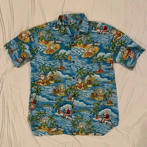 VTG Aloha Republic Hawaiian Christmas Santa Shirt Tropical Surf Size L USA Made - Picture 1 of 10