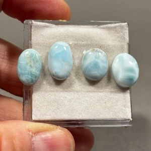 4 x Oval Larimar gemstone cabochons blue white colour 19.05 carats Eo-1258 - Picture 1 of 3
