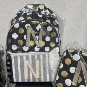 Juego de rayas y puntos negros Justice ~ mochila/muñequera y lonchera inicial N - Imagen 1 de 4