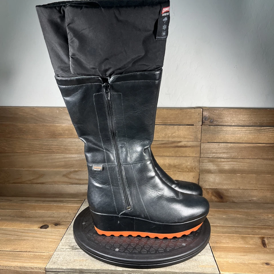 Botas de lluvia Camper hasta la rodilla Gore Tex para mujer 6,5/Eur 37 negras botas con cremallera lateral Foto 1 de 4