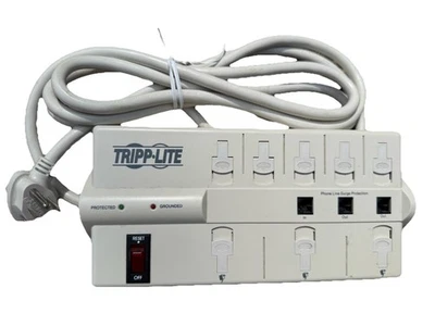Tripp Lite Surge Protector, Eight Power Outputs, Phone Line Surge Protection - Image 1 of 4
