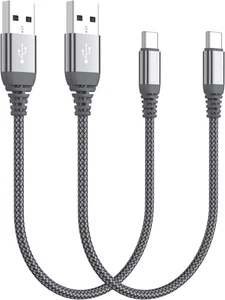 Short USB C Cable(0.5ft 2-Pack),USB Type C Charger Nylon Braided Fast Grey  - Picture 1 of 6