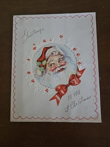 Tarjeta de felicitación vintage en relieve NAVIDAD SANTA Face - Imagen 1 de 3