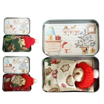 Little Pocket Bear Hug Christmas boneca de pelúcia urso de bolso abraço cartão conjunto de saída - Imagem 1 de 4