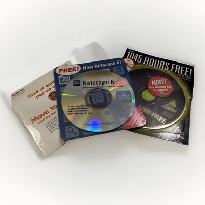 AOL, Netscape 6 & Earthlink Internet Svc Install CD Discs Vtg Software PC Window - Image 1 of 4