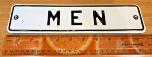 Vtg MEN White & Black Embossed 11" Aluminum Sign Bar/Tavern/Pub/Diner - Picture 1 of 3