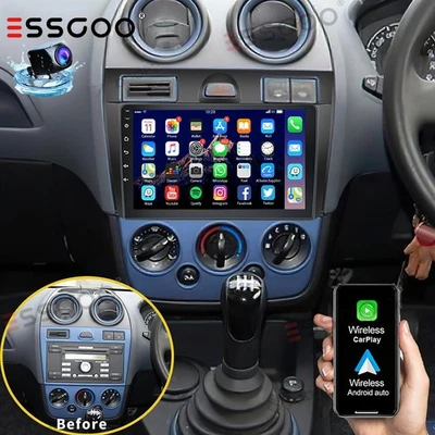 ESSGOO Apple Carplay For Ford Fiesta 2002-2008 9" Android14 Car Radio Stereo GPS Camera