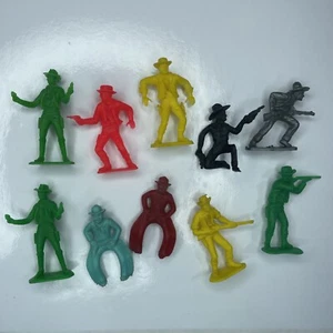 E8 Lot Vtg Retro 70s Neon Yellow Green Resin Toy Native Western Cowboy Frontier - Picture 1 of 5