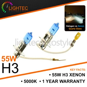 H3 55w Xenon Super White Headlight Bulbs Main Beam Halogen Upgrade UK E-MARKED - Picture 1 of 4