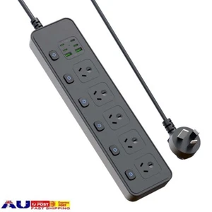 Surge Protector Power Board 5 Way USB-C USB-A Port Individual Switch Power Strip - Picture 1 of 18