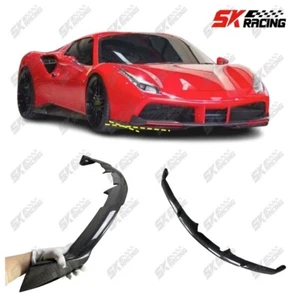 FOR FERRARI 488 1PCS REAL CARBON FIBER FRONT BUMPER LIP COVER DIFFUSER LIP KITS - Picture 1 of 18