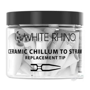White Rhino Ceramic Replacement Tip for Chillum to Straw - 25ct Jar - Picture 1 of 2