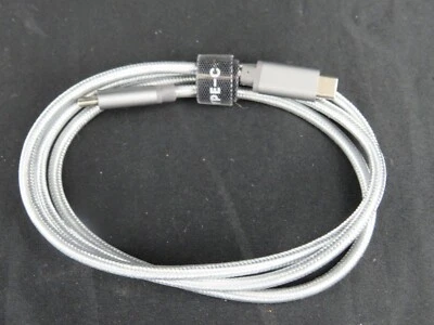 USB-C Cable - 3ft, Nylon Braided, Fast Charging, Silver - Image 1 of 3