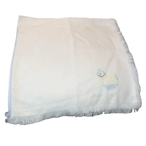 Churchill Weavers Baby Blanket White Rocking Horse Hand Woven Fringe 33x37 - Picture 1 of 5