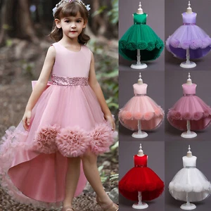 Kids Baby Girls Summer Ruffle Sleeveless High-Low Party Costume Princess Dress - Picture 1 of 26