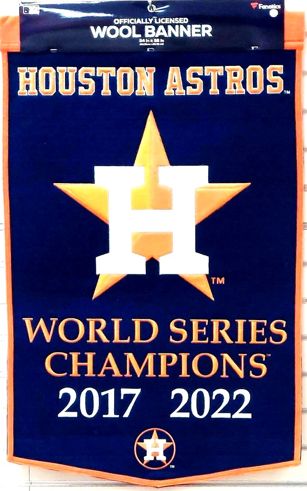 Houston Astros Wool Embroidered World Series Champions Banner 24"x38" New - Image 1 of 1