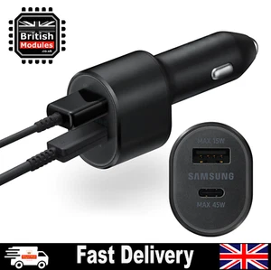 Samsung Super Fast 60W (45W & 15W) Dual Car Charger 2 Port USB-C & USB-A - Picture 1 of 7