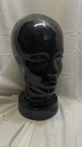 W Germany 701 Scheurich Keramik Pottery Ceramic Millinery Mannequin Head Black - Picture 1 of 11