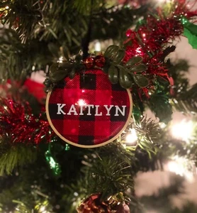 Personalized Christmas Embroidery Hoop Ornament, max 10 Characters, 3" diameter - Picture 1 of 7