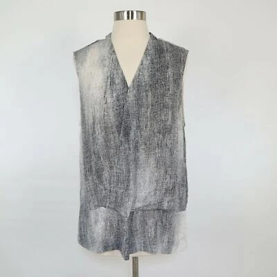 J Brand Tank Top Blouse Womens M Medium Faux Wrap Sleeveless Black White V-Neck - Image 1 of 4