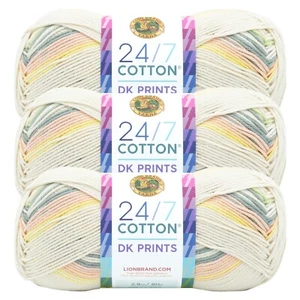 (3 Pack) Lion Brand Yarn 769-505S 24/7 Cotton DK Yarn, Seaglass - Picture 1 of 4