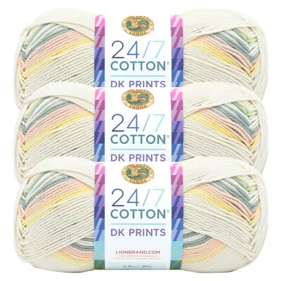 (3 Pack) Lion Brand Yarn 769-505S 24/7 Cotton DK Yarn, Seaglass - Image 1 of 4