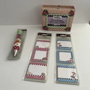 Mary Engelbreit Vtg LOT: Christmas Pen Sledding Mice, Self Stick Notes Caddy CAT - Picture 1 of 10