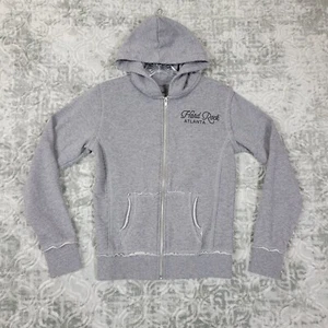 Hard Rock Cafe Hoodie Womens Size XS Gray Full Zip Fleece Sweatshirt Atlanta - Picture 1 of 8