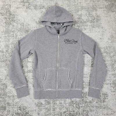 Hard Rock Cafe Hoodie Womens Size XS Gray Full Zip Fleece Sweatshirt Atlanta - Image 1 of 4