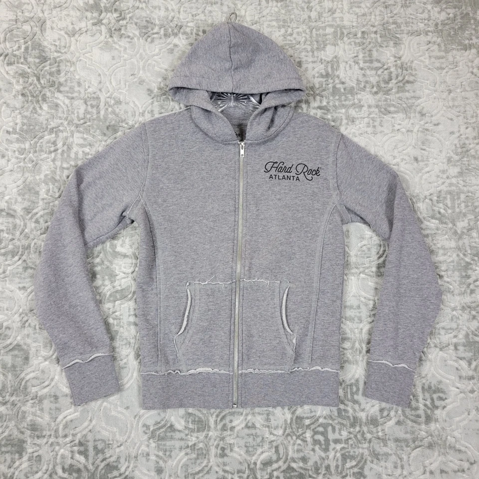 Hard Rock Cafe Hoodie Womens Size XS Gray Full Zip Fleece Sweatshirt Atlanta - Image 1 of 4